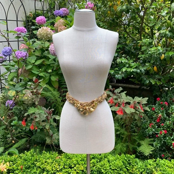 Vintage Carolyn Tanner Gold & Beige Belt Vintage Carolyn Tanner Designs Ladies Braided Beige/Gold  main image 3